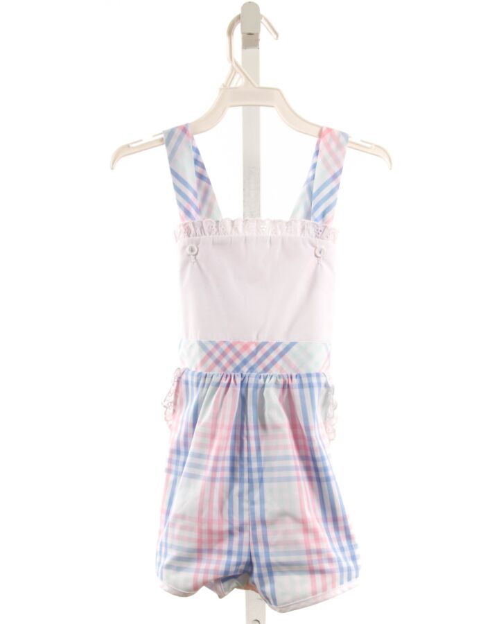 THE BEAUFORT BONNET COMPANY  LT BLUE  PLAID  ROMPER WITH EYELET TRIM