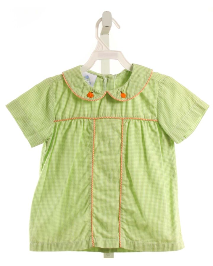 EYELET & IVY  LIME GREEN  GINGHAM EMBROIDERED SHIRT-SS