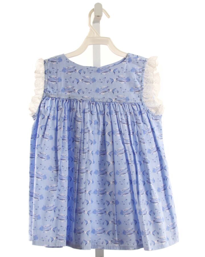 HANNAH KATE  BLUE    SLEEVELESS SHIRT WITH EYELET TRIM