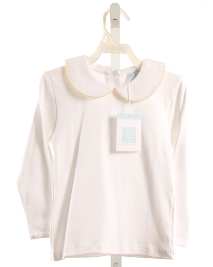 BELLA BLISS  WHITE    KNIT LS SHIRT WITH PICOT STITCHING