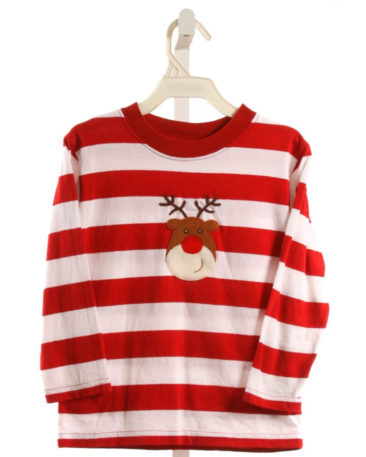 LUIGI  RED  STRIPED APPLIQUED KNIT LS SHIRT