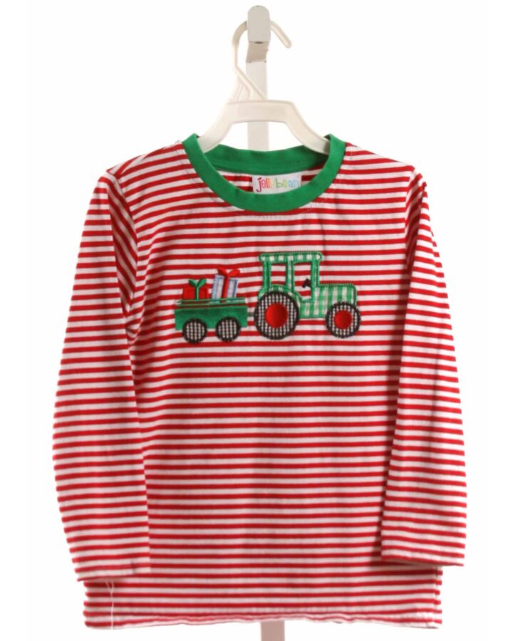 JELLYBEANS  RED  STRIPED APPLIQUED KNIT LS SHIRT