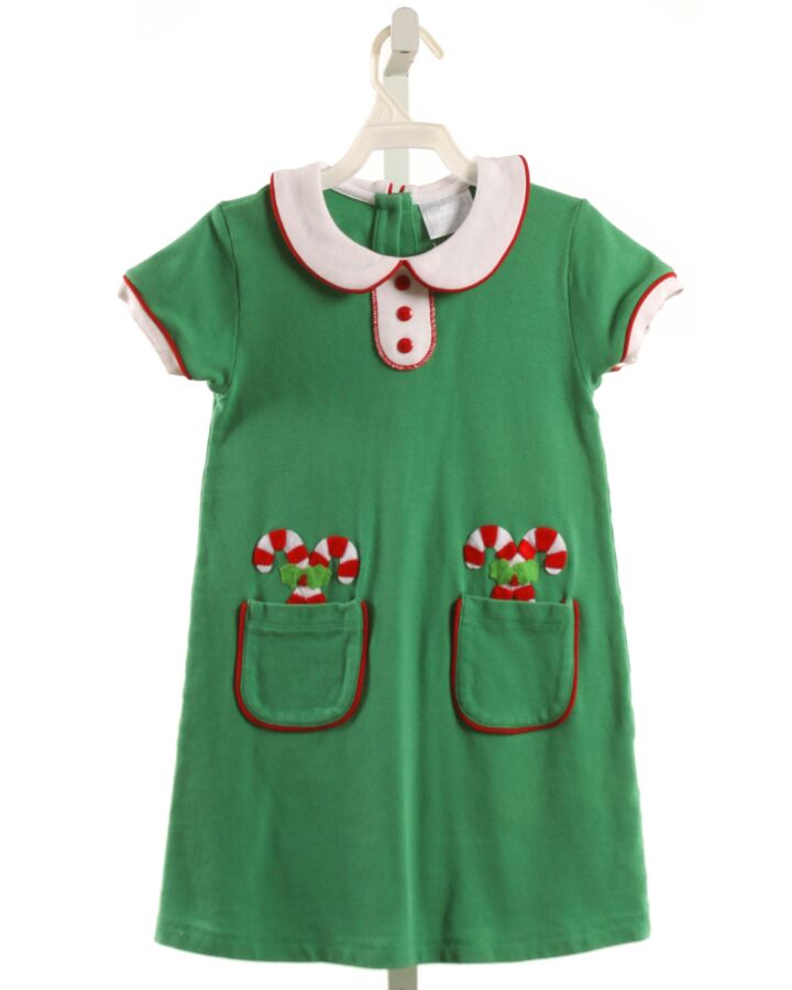 LITTLE ENGLISH  GREEN   APPLIQUED KNIT DRESS