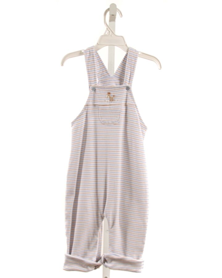 SQUIGGLES  LT BLUE  STRIPED EMBROIDERED KNIT ROMPER