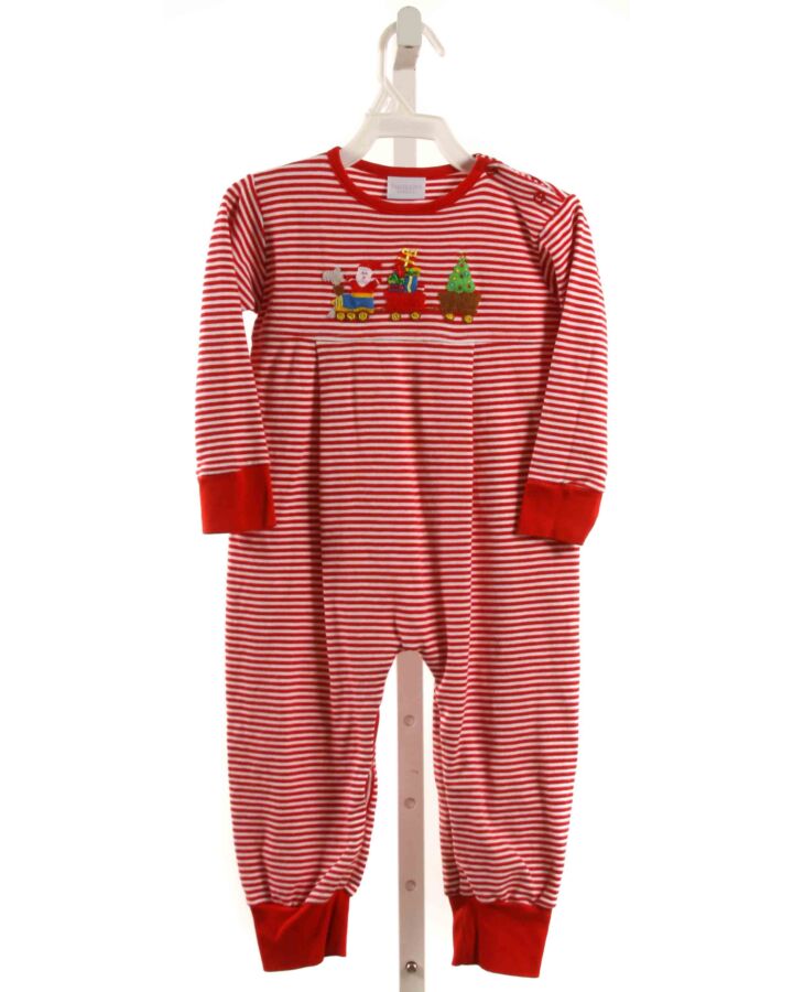 SQUIGGLES  RED  STRIPED APPLIQUED KNIT ROMPER