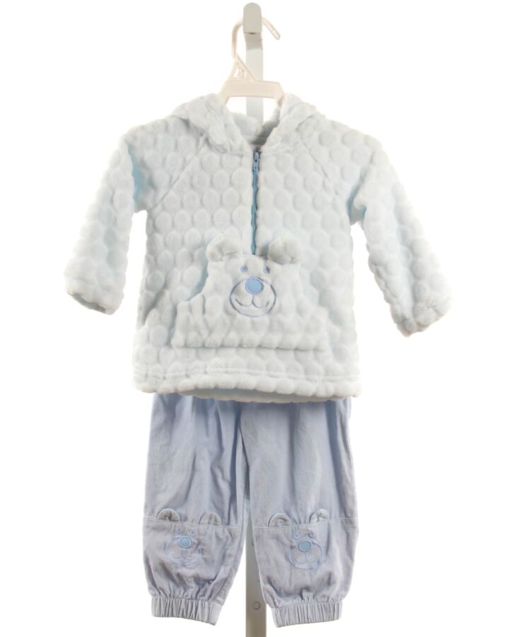 FLORENCE EISEMAN  LT BLUE FLEECE  EMBROIDERED 2-PIECE OUTFIT