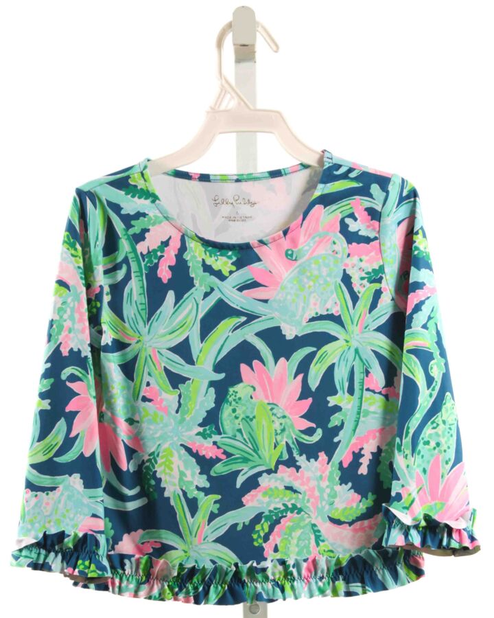 LILLY PULITZER  GREEN    RASH GUARD WITH RUFFLE