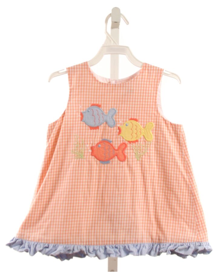 BAILEY BOYS  ORANGE  GINGHAM APPLIQUED SLEEVELESS SHIRT