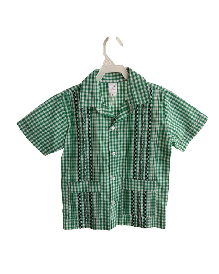 SIX HONEYBEES  GREEN  GINGHAM EMBROIDERED DRESS SHIRT