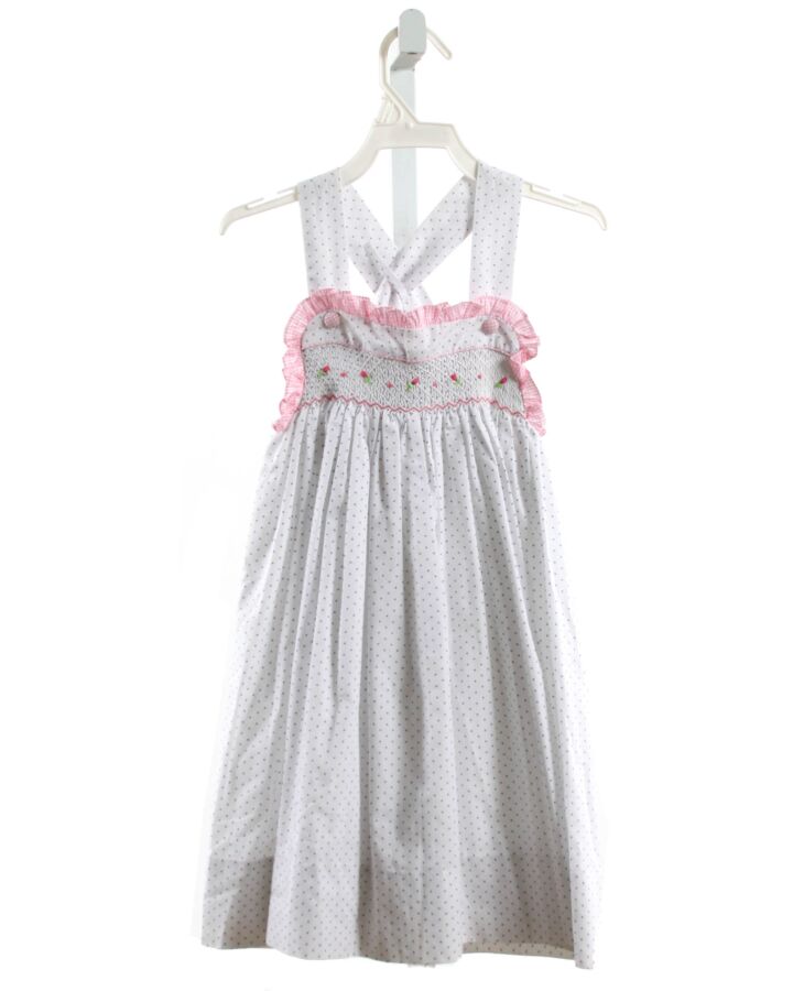 PETIT POMME  WHITE  POLKA DOT SMOCKED DRESS