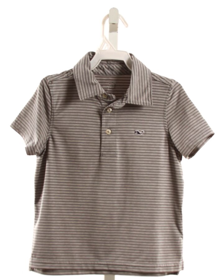 VINEYARD VINES  GRAY  STRIPED  KNIT SS SHIRT