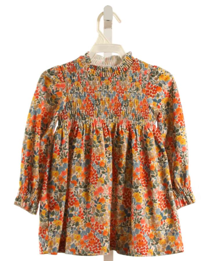 MAYORAL  ORANGE VELOUR FLORAL SMOCKED DRESS