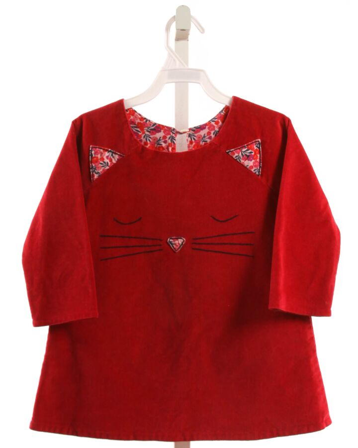 PETIT PEONY  RED CORDUROY  APPLIQUED DRESS