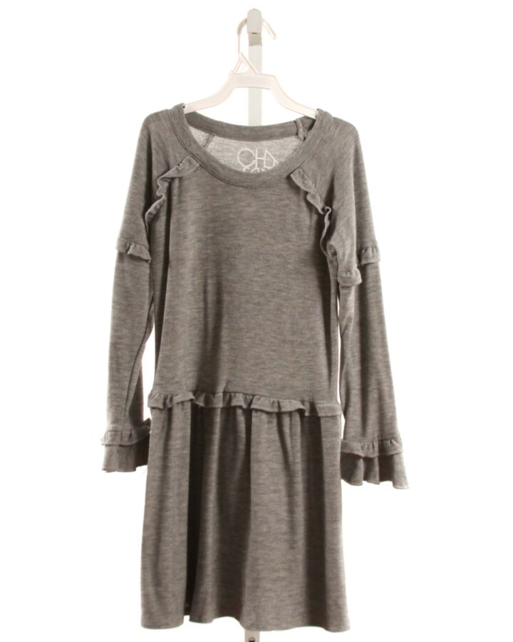 CHASER  GRAY    KNIT DRESS WITH RUFFLE