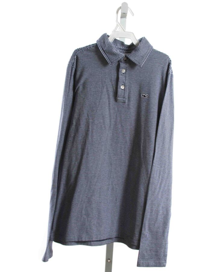 VINEYARD VINES  NAVY  STRIPED  KNIT LS SHIRT