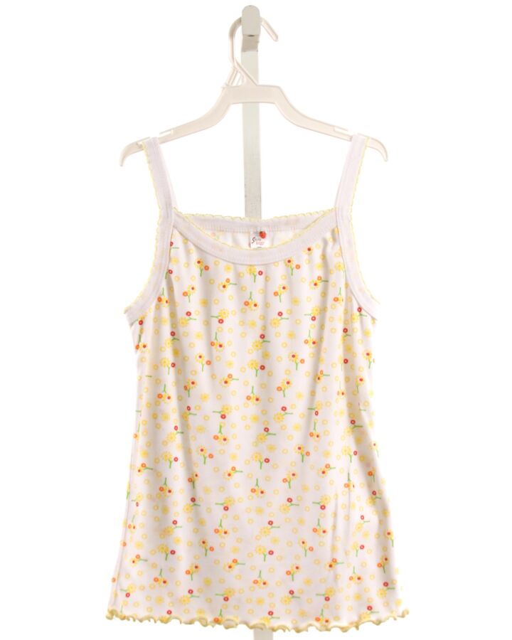 STRAWBERRY  YELLOW  FLORAL  KNIT TANK WITH PICOT STITCHING