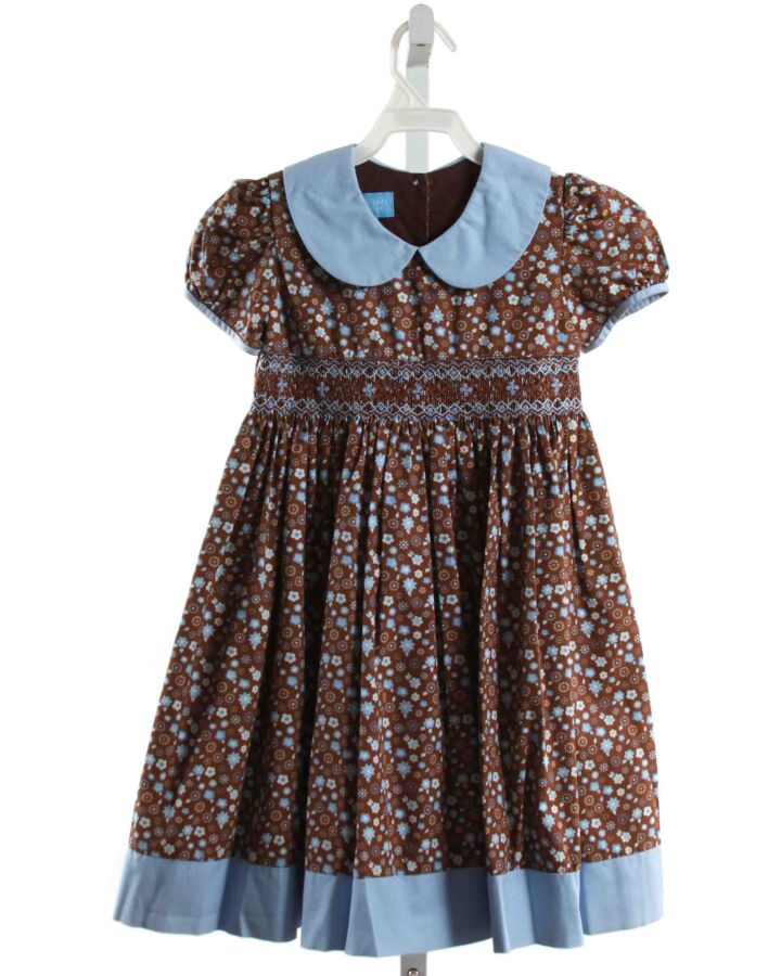 ANAVINI  BROWN  FLORAL SMOCKED DRESS