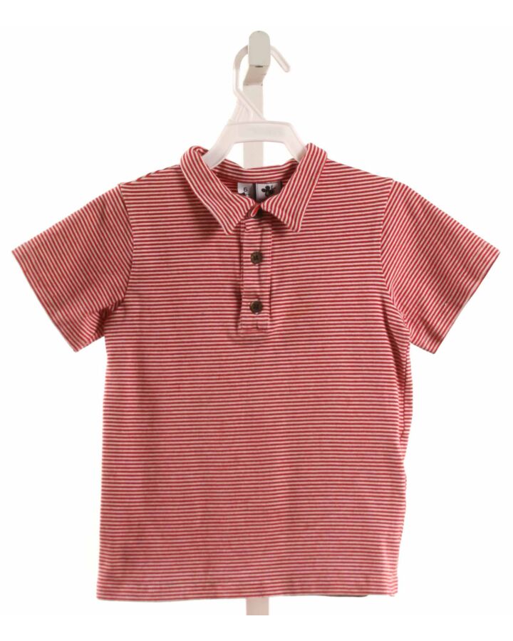 BUSY BEES  RED  STRIPED  KNIT SS SHIRT