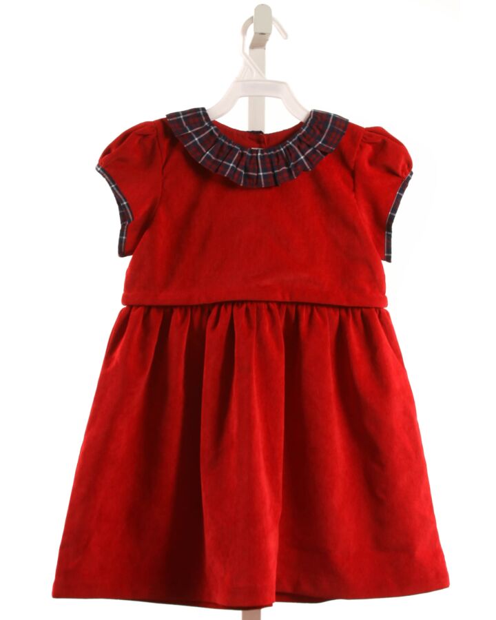 CUCLIE BABY  RED CORDUROY   DRESS WITH RUFFLE