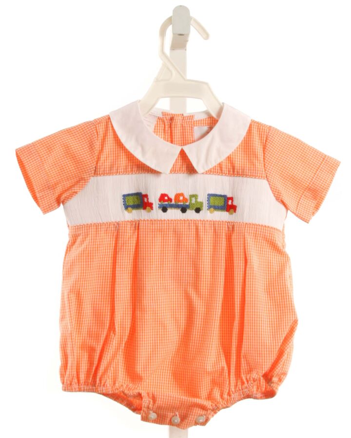 SMOCKED GIRAFFE  ORANGE  GINGHAM SMOCKED BUBBLE