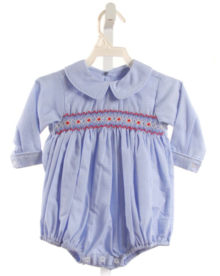 REMEMBER NGUYEN  BLUE  GINGHAM SMOCKED BUBBLE