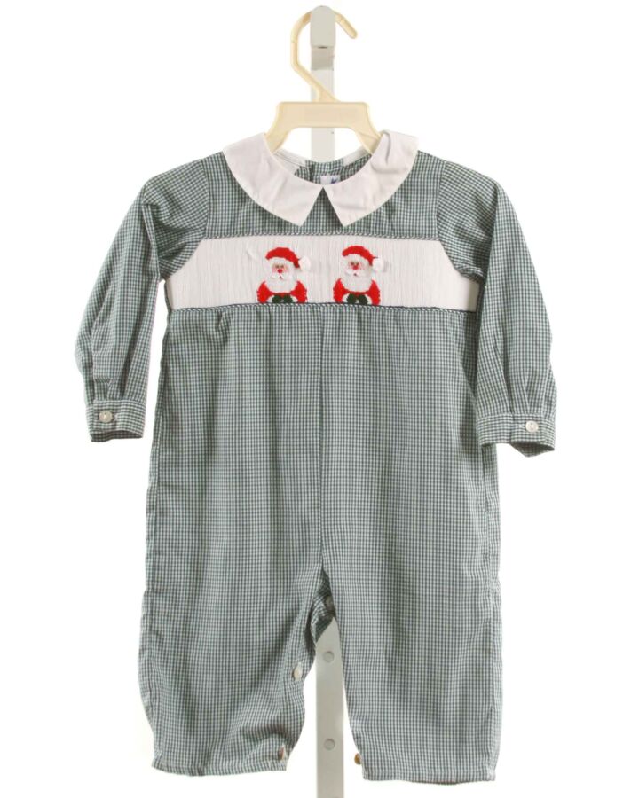 SILLY GOOSE  GREEN  GINGHAM SMOCKED ROMPER