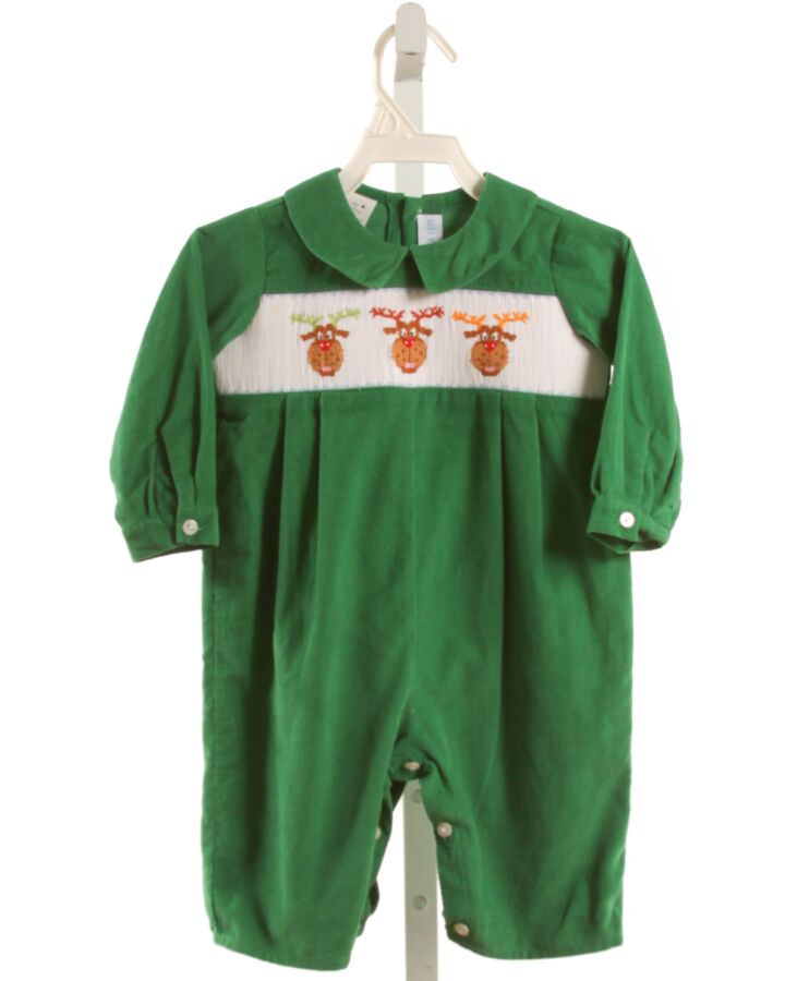 VIVE LA FETE  GREEN CORDUROY  SMOCKED ROMPER