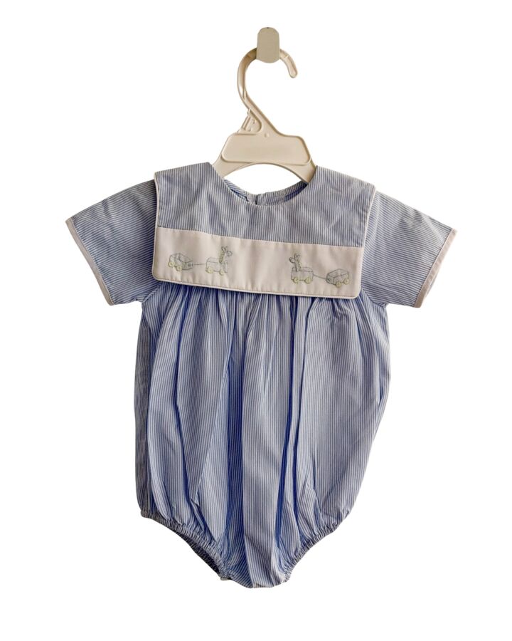 AURALUZ  LT BLUE  STRIPED EMBROIDERED BUBBLE