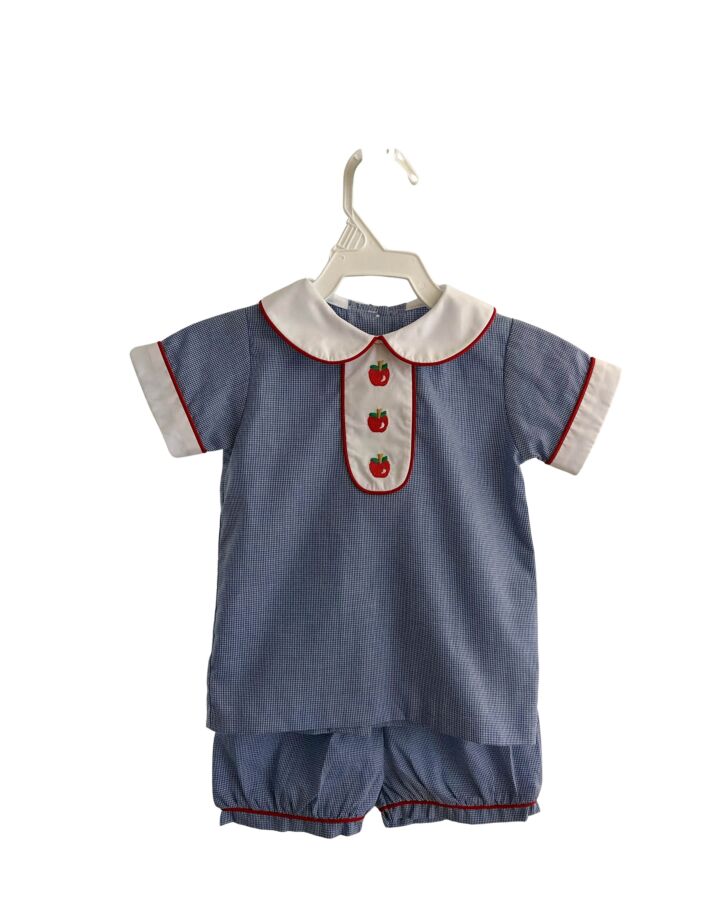 LITTLE ENGLISH  BLUE  MICROCHECK EMBROIDERED 2-PIECE OUTFIT