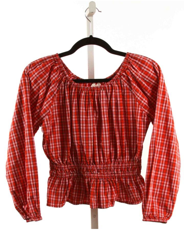 CREWCUTS  RED  PLAID SMOCKED SHIRT-LS