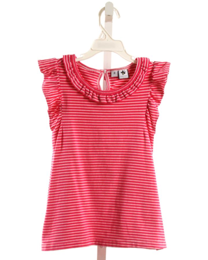 BUSY BEES  HOT PINK  STRIPED  SLEEVELESS SHIRT WITH RUFFLE