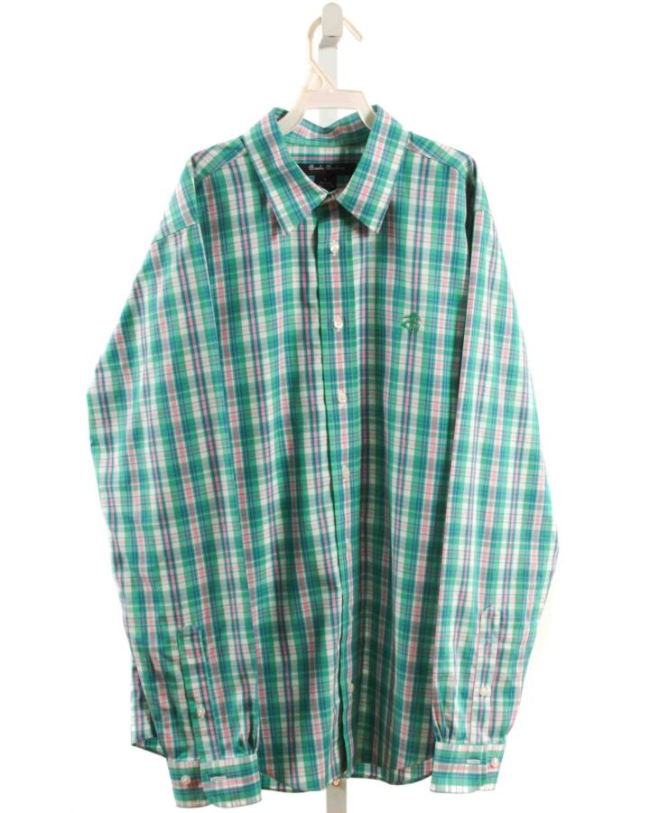 BROOKS BROTHERS  MINT  PLAID  DRESS SHIRT