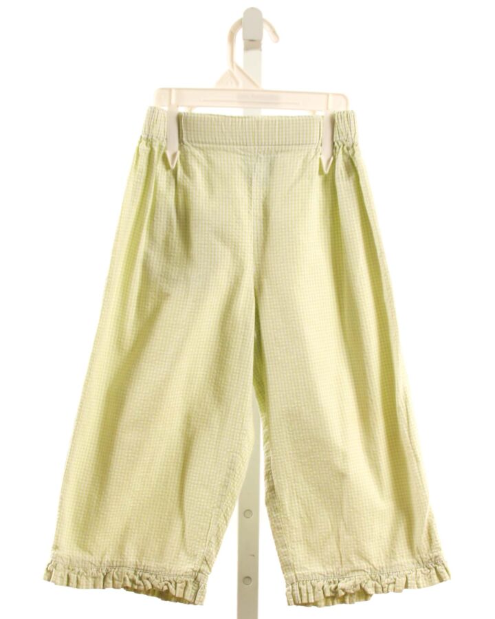 BELLA BLISS  LIME GREEN SEERSUCKER GINGHAM  PANTS WITH RUFFLE