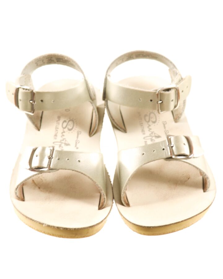 SUN SANS/ SALTWATER SANDALS SILVER SANDALS  *EUC SIZE TODDLER 10
