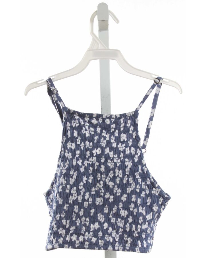 ROXY  BLUE  FLORAL SMOCKED SLEEVELESS SHIRT