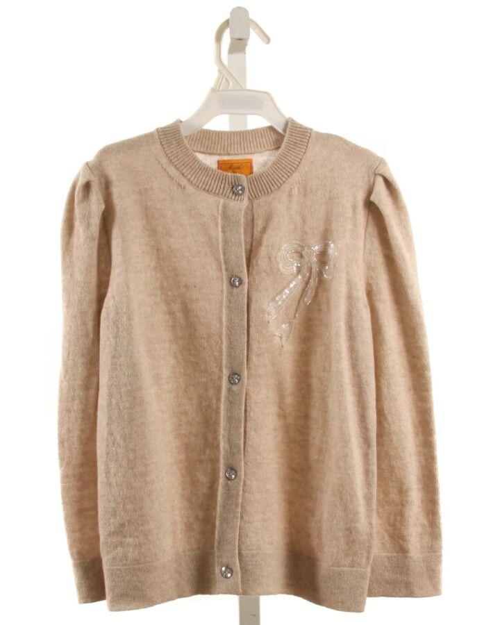 LE LION  BROWN WOOL   CARDIGAN WITH SEQUINS