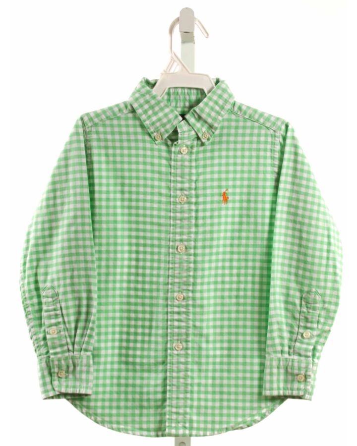RALPH LAUREN  GREEN  GINGHAM  DRESS SHIRT