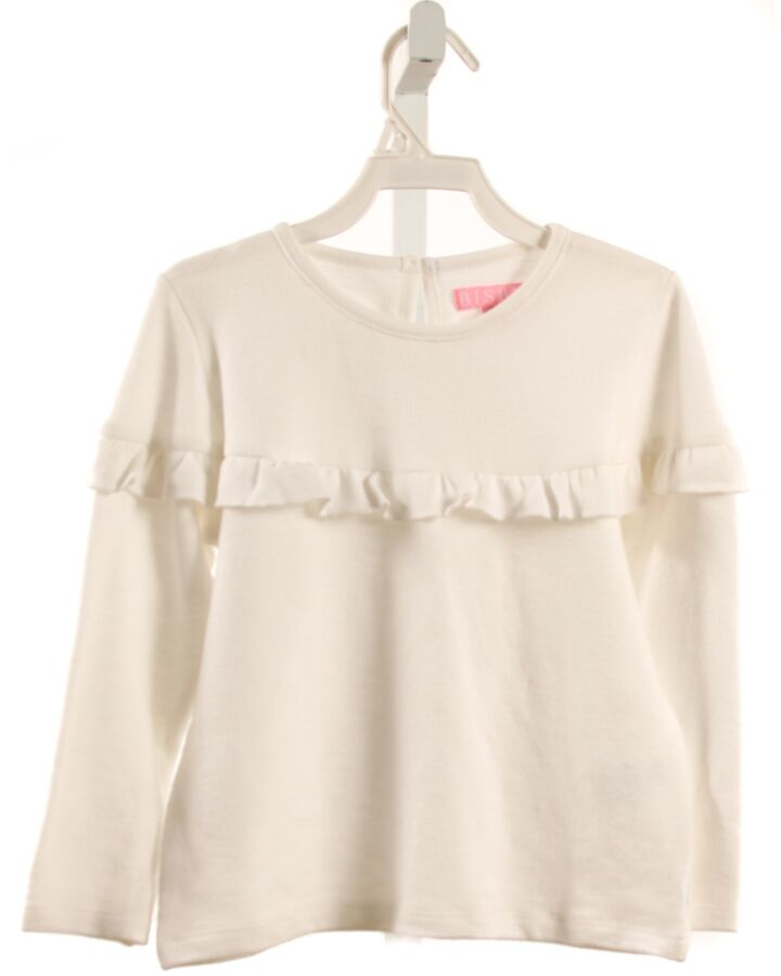 BISBY BY LITTLE ENGLISH  WHITE    KNIT LS SHIRT WITH RUFFLE