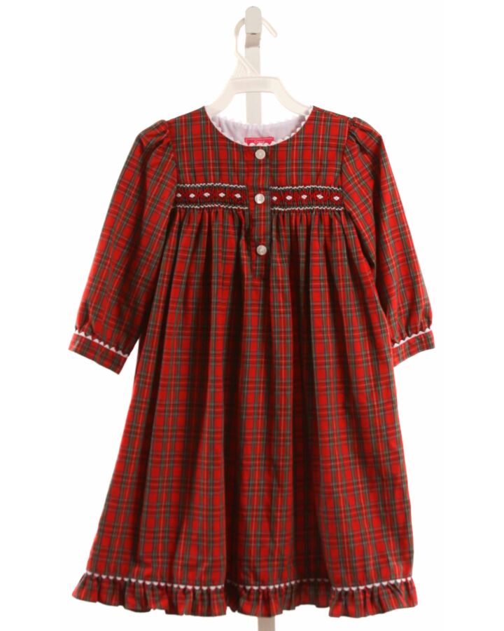 CLAIRE AND CHARLIE  RED  PLAID SMOCKED DRESS