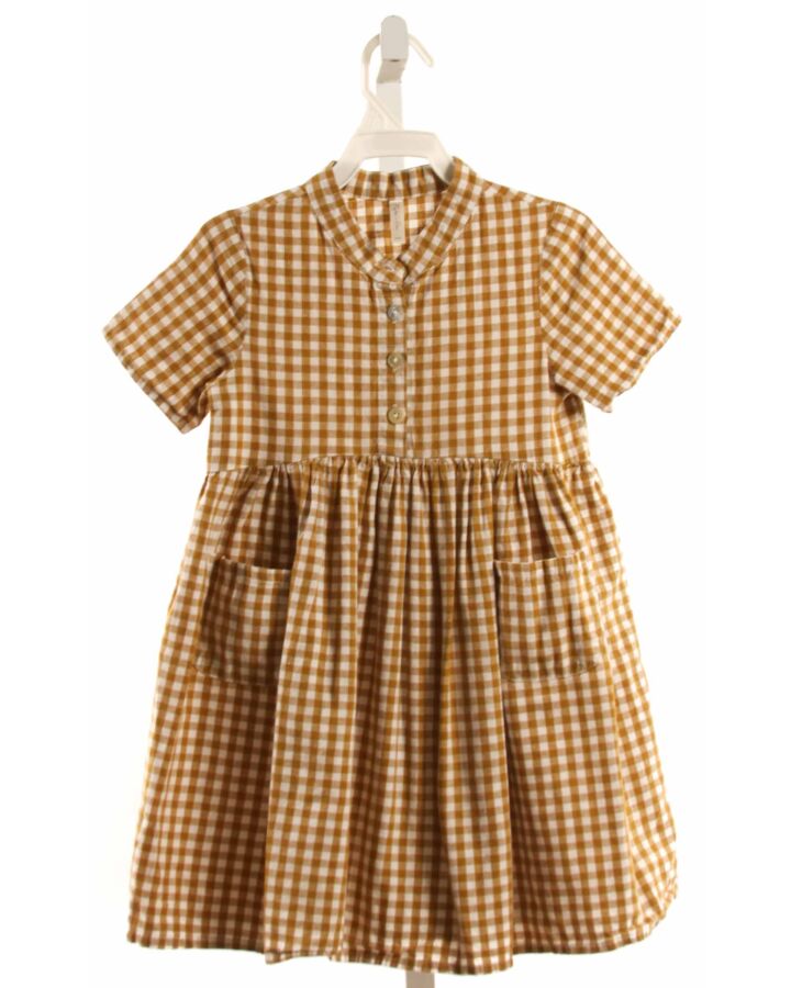 RYLEE & CRU  BROWN  GINGHAM  DRESS