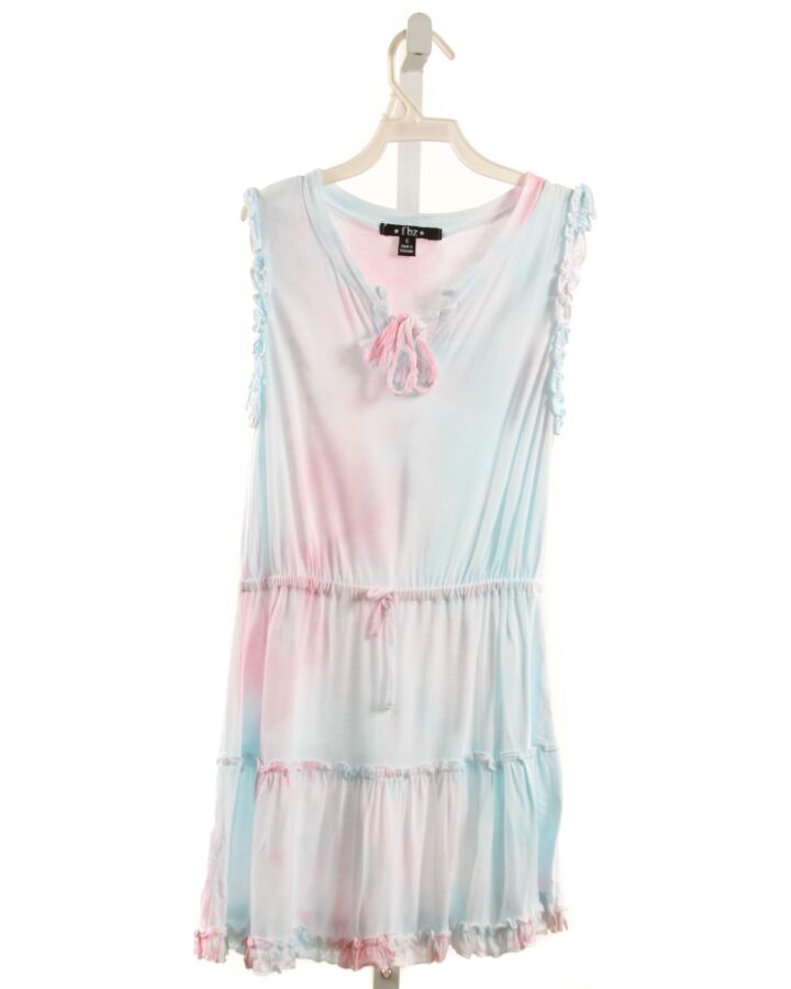 FLOWERS BY ZOE  BLUE KNIT   DRESS WITH RUFFLE