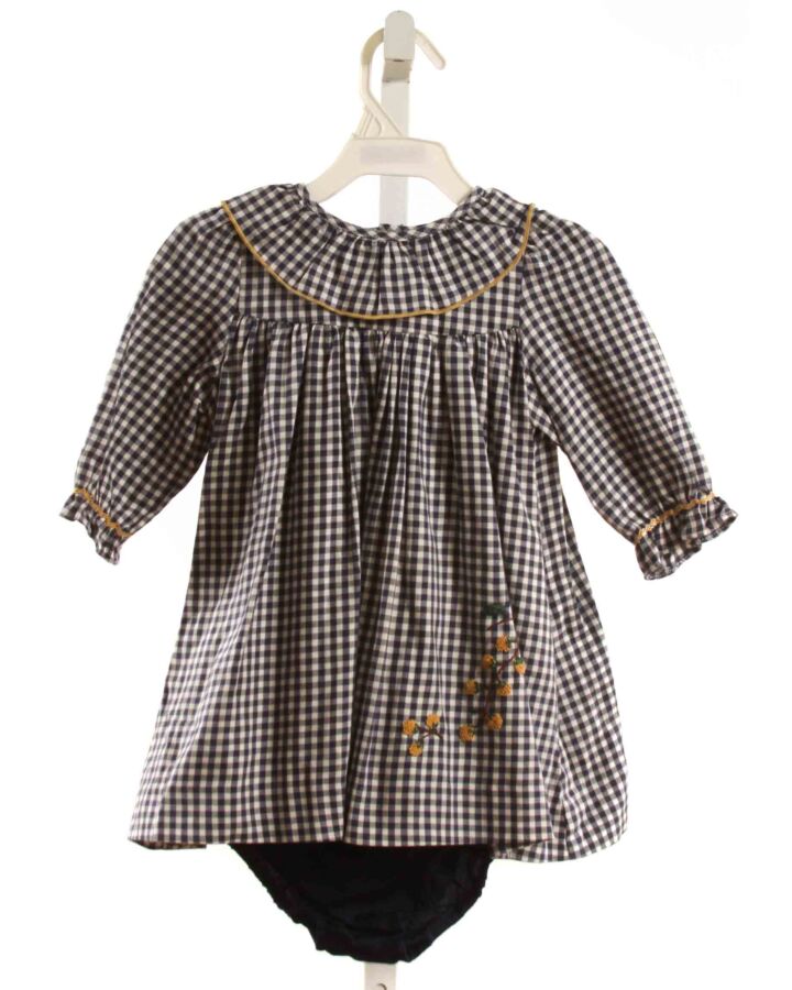 SOPHIE & LUCAS  NAVY  GINGHAM EMBROIDERED DRESS