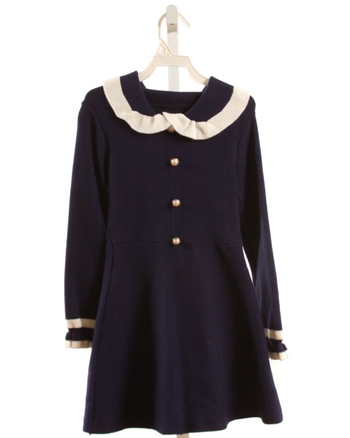 NO TAG  NAVY    KNIT DRESS WITH RUFFLE
