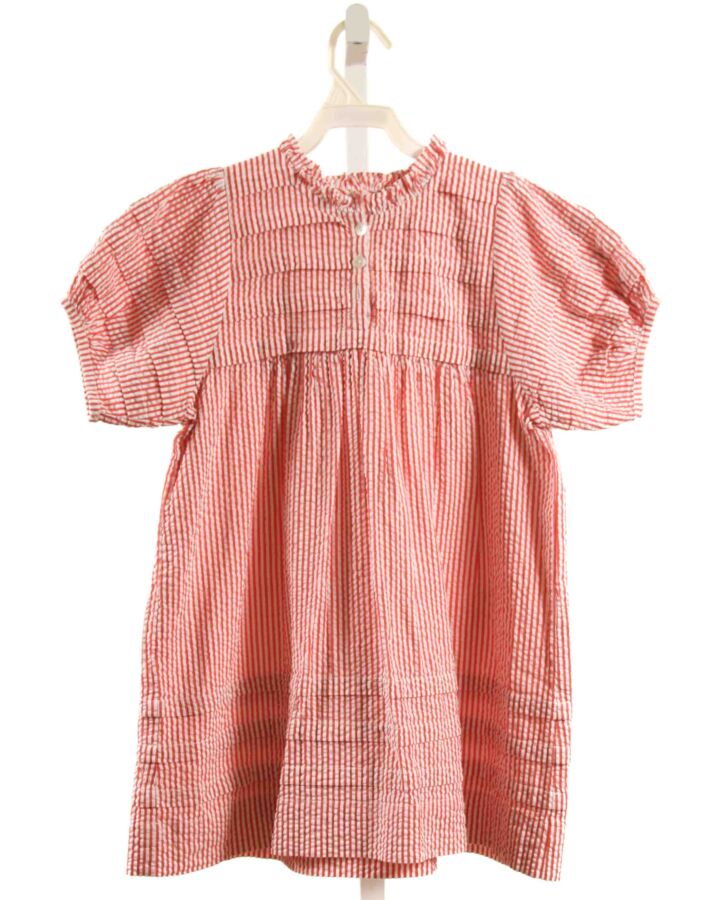 SERAPHINA  RED SEERSUCKER STRIPED  DRESS