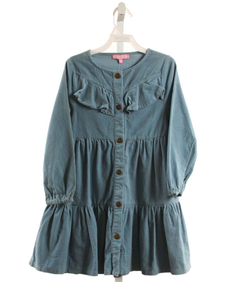 BISBY BY LITTLE ENGLISH  BLUE CORDUROY   DRESS WITH RUFFLE