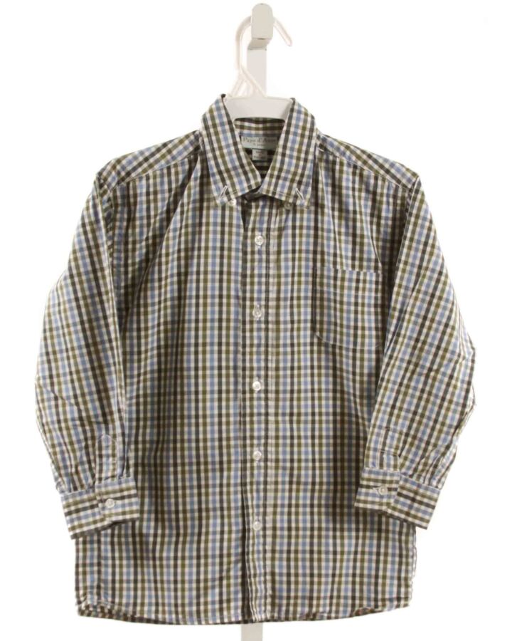 PAPO D'ANJO  FOREST GREEN  PLAID  DRESS SHIRT