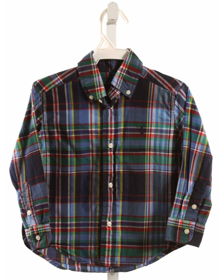 RALPH LAUREN  NAVY  PLAID  DRESS SHIRT