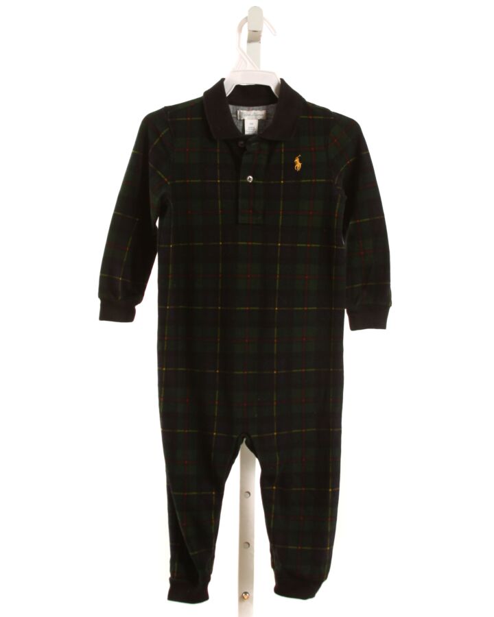 RALPH LAUREN  FOREST GREEN  PLAID  KNIT ROMPER