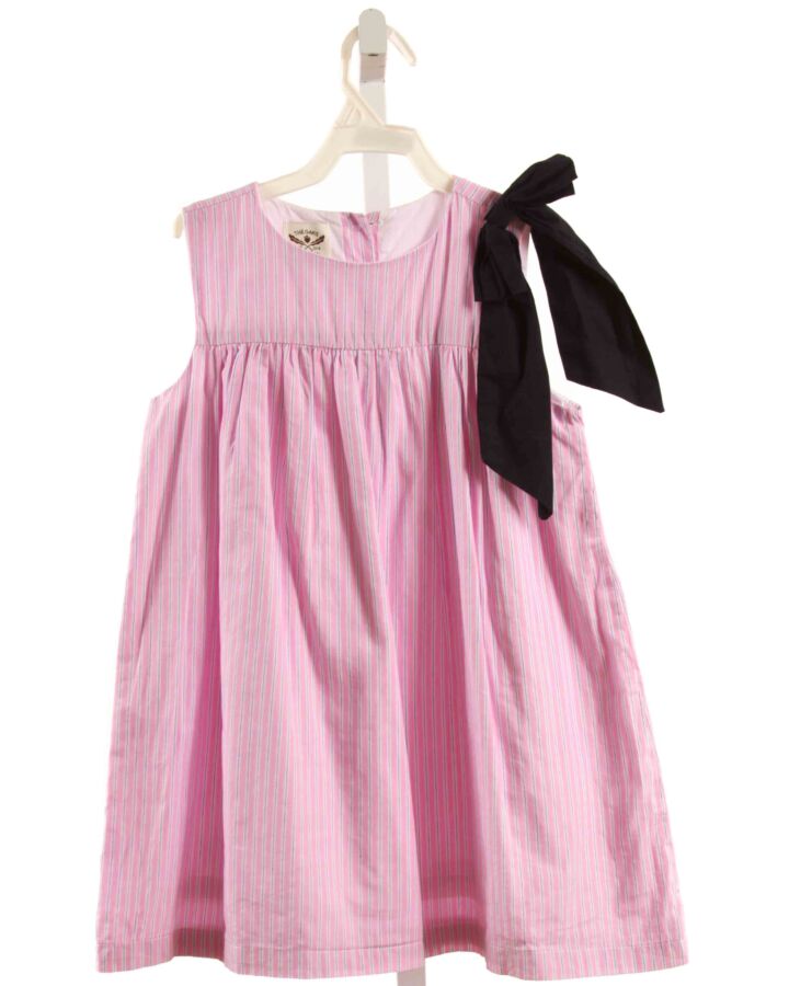 THE OAKS APPAREL   PINK  STRIPED  DRESS WITH BOW