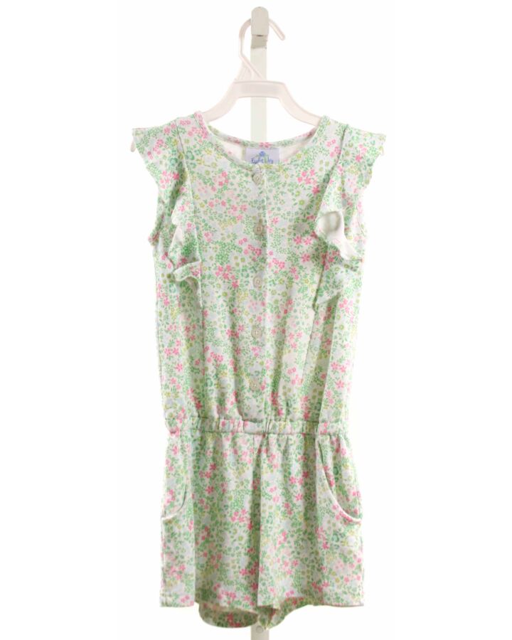 EYELET & IVY  GREEN KNIT FLORAL  ROMPER WITH RUFFLE